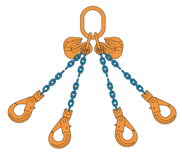 4 Sprong Grade 100 Met Veiligheidshaken En Inkorthaken